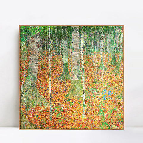 INVIN ART Framed Canvas Giclee Print Art The Birch Wood,1903 by Gustav Klimt Wall Art Living Room Home Office Decorations