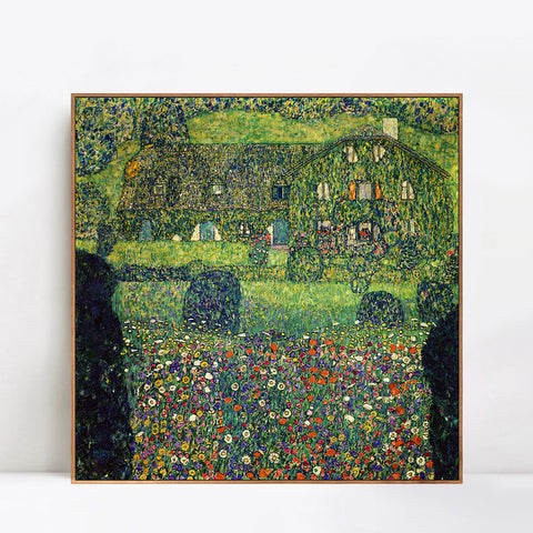INVIN ART Framed Canvas Giclee Print Art Country House on Attersee Lake by Gustav Klimt Wall Art Living Room Home Office Decorations