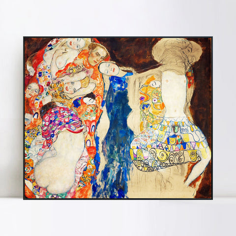 INVIN ART Framed Canvas Giclee Print Art Series#77 by Gustav Klimt Wall Art Living Room Home Office Decorations