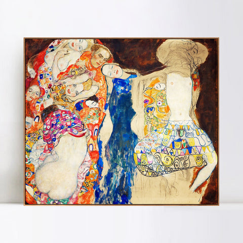 INVIN ART Framed Canvas Giclee Print Art Series#77 by Gustav Klimt Wall Art Living Room Home Office Decorations