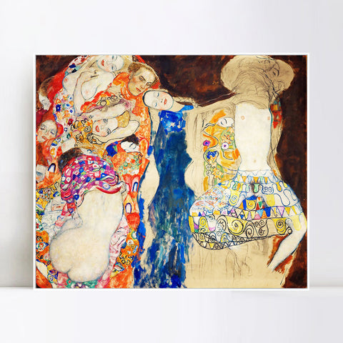 INVIN ART Framed Canvas Giclee Print Art Series#77 by Gustav Klimt Wall Art Living Room Home Office Decorations