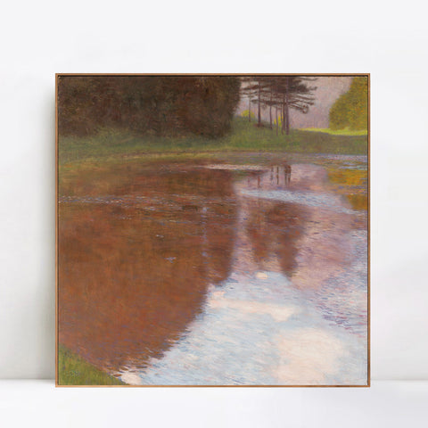 INVIN ART Framed Canvas Giclee Print Art Tranquil Pond (Egelsee Near Golling, Salzburg) by Gustav Klimt Wall Art Living Room Home Office Decorations