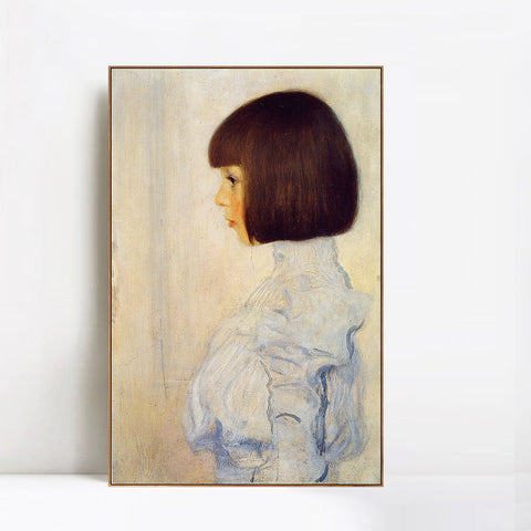 INVIN ART Framed Canvas Giclee Print Art Girl by Gustav Klimt Wall Art Living Room Home Office Decorations