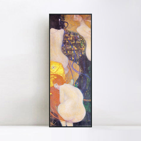 INVIN ART Framed Canvas Giclee Print Art 2 Nude Women by Gustav Klimt Wall Art Living Room Home Office Decorations