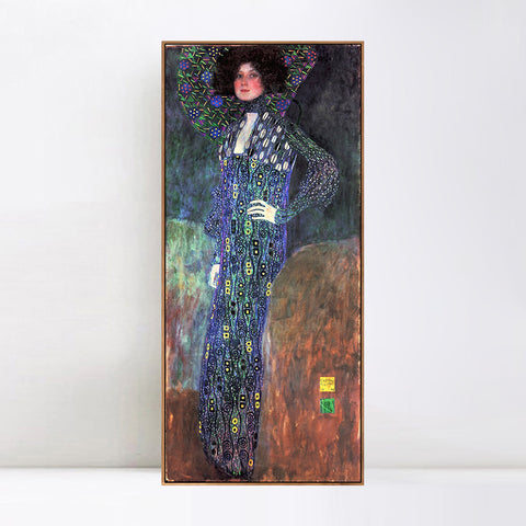 INVIN ART Framed Canvas Giclee Print Art Portrait of Emilie Floge by Gustav Klimt Wall Art Living Room Home Office Decorations