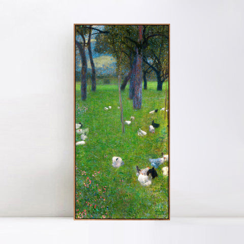 INVIN ART Framed Canvas Giclee Print Art Chicken under trees by Gustav Klimt Wall Art Living Room Home Office Decorations