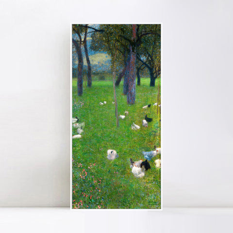 INVIN ART Framed Canvas Giclee Print Art Chicken under trees by Gustav Klimt Wall Art Living Room Home Office Decorations