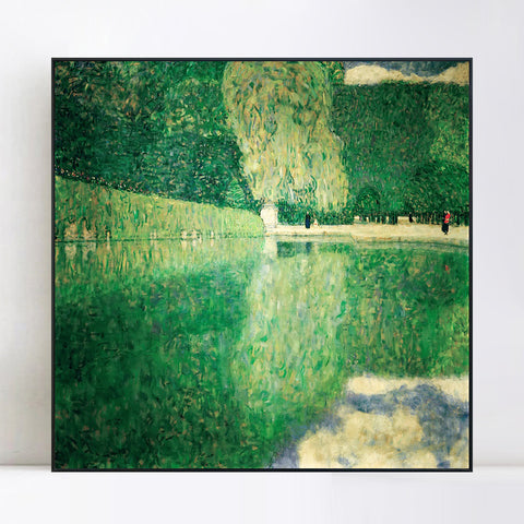 INVIN ART Framed Canvas Giclee Print Art Sch?nbrunner Schlosspark 1916 by Gustav Klimt Wall Art Living Room Home Office Decorations