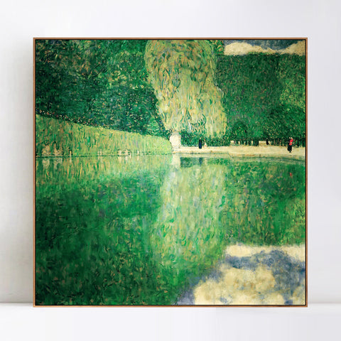 INVIN ART Framed Canvas Giclee Print Art Sch?nbrunner Schlosspark 1916 by Gustav Klimt Wall Art Living Room Home Office Decorations