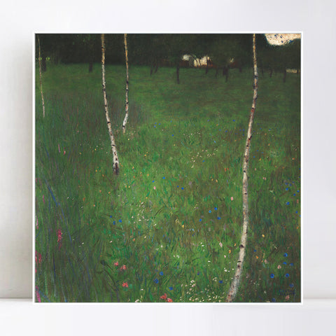 INVIN ART Framed Canvas Giclee Print Art Farmhouse with Birch Trees by Gustav Klimt Wall Art Living Room Home Office Decorations