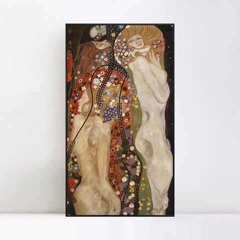 INVIN ART Framed Canvas Giclee Print Art Water Serpents Snakes by Gustav Klimt Wall Art Living Room Home Office Decorations