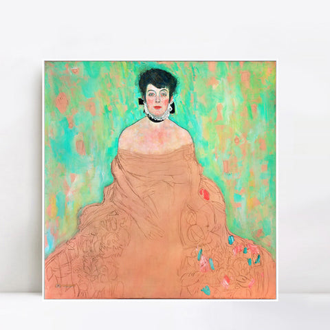 INVIN ART Framed Canvas Giclee Print Art Seated Woman#2 by Gustav Klimt Wall Art Living Room Home Office Decorations