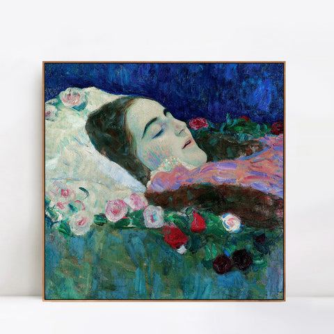 INVIN ART Framed Canvas Giclee Print Art Ria Munk am Totenbett (Ria Munk I) 1912 by Gustav Klimt Wall Art Living Room Home Office Decorations