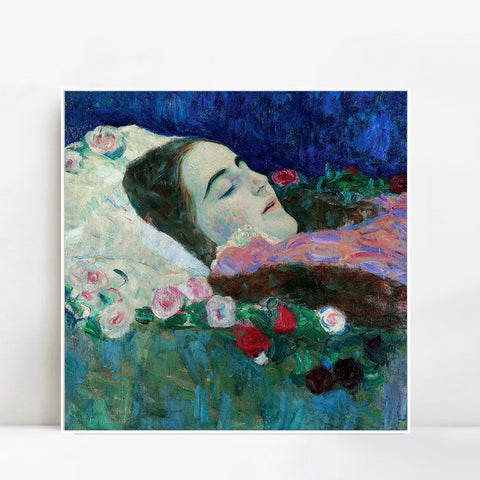 INVIN ART Framed Canvas Giclee Print Art Ria Munk am Totenbett (Ria Munk I) 1912 by Gustav Klimt Wall Art Living Room Home Office Decorations