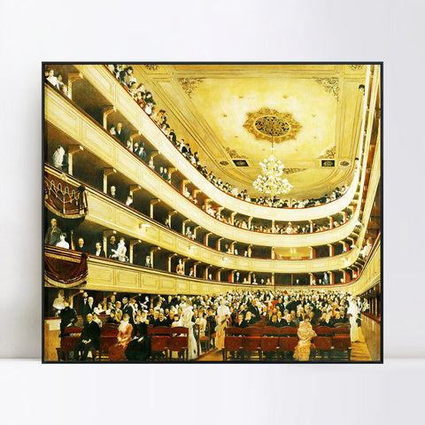 INVIN ART Framed Canvas Giclee Print Art The Auditorium Of The Old Castle Theatre, 1888 by Gustav Klimt Wall Art Living Room Home Office Decorations