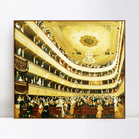 INVIN ART Framed Canvas Giclee Print Art The Auditorium Of The Old Castle Theatre, 1888 by Gustav Klimt Wall Art Living Room Home Office Decorations