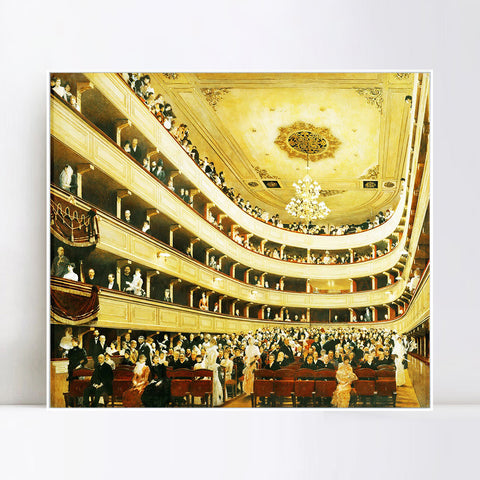 INVIN ART Framed Canvas Giclee Print Art The Auditorium Of The Old Castle Theatre, 1888 by Gustav Klimt Wall Art Living Room Home Office Decorations