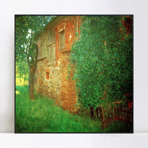 INVIN ART Framed Canvas Giclee Print Art House in Atersee by Gustav Klimt Wall Art Living Room Home Office Decorations