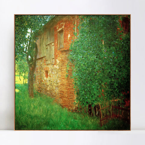 INVIN ART Framed Canvas Giclee Print Art House in Atersee by Gustav Klimt Wall Art Living Room Home Office Decorations