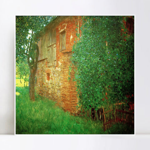 INVIN ART Framed Canvas Giclee Print Art House in Atersee by Gustav Klimt Wall Art Living Room Home Office Decorations