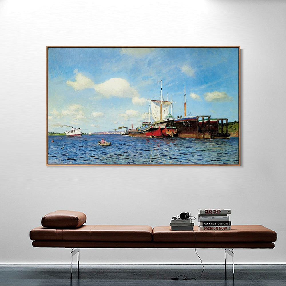 INVIN ART Framed Canvas Haystacks by Isaac Levitan Wall Art