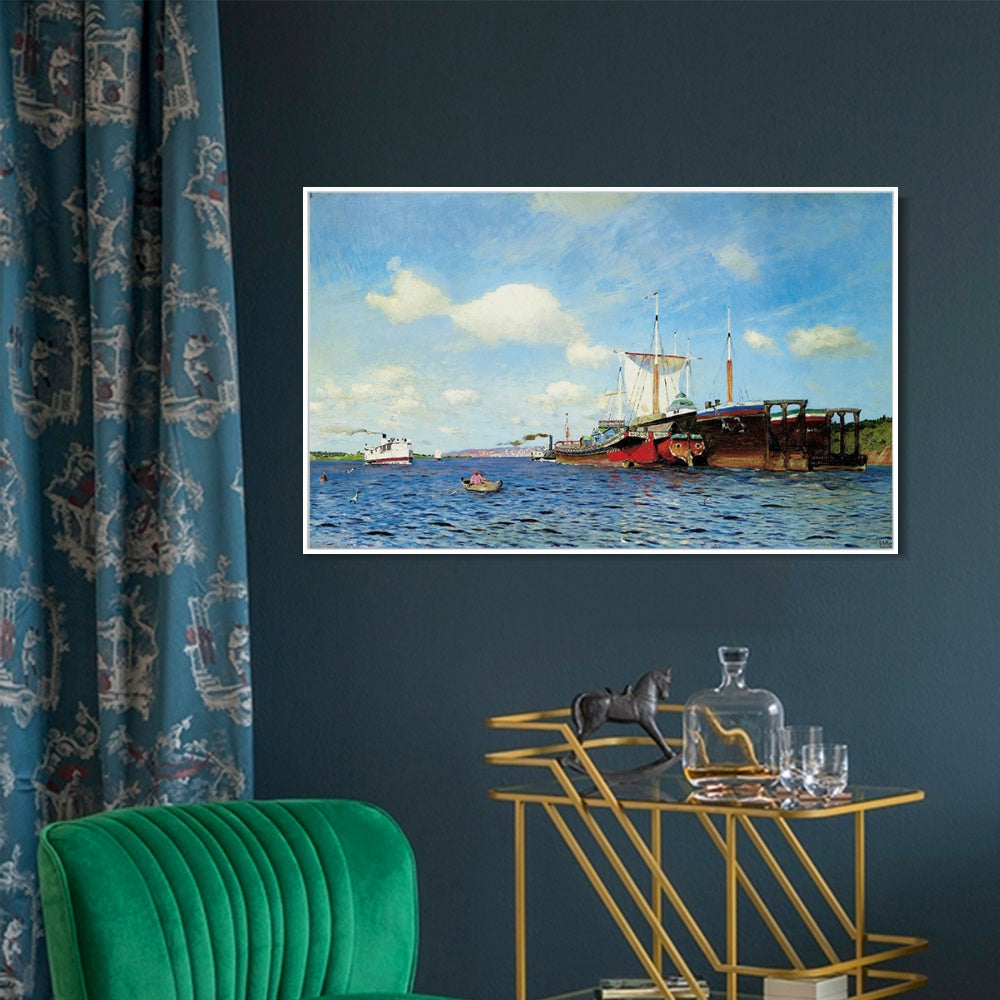 INVIN ART Framed Canvas Haystacks by Isaac Levitan Wall Art