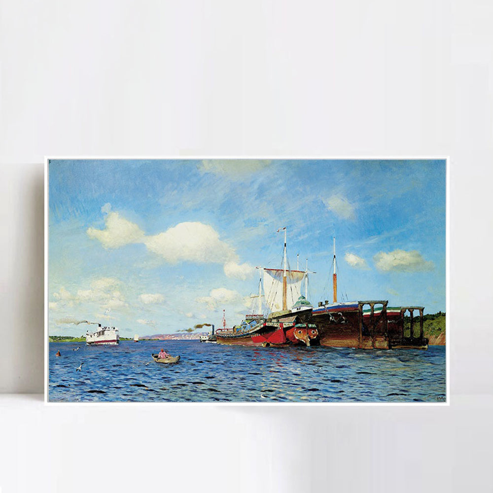 INVIN ART Framed Canvas Haystacks by Isaac Levitan Wall Art