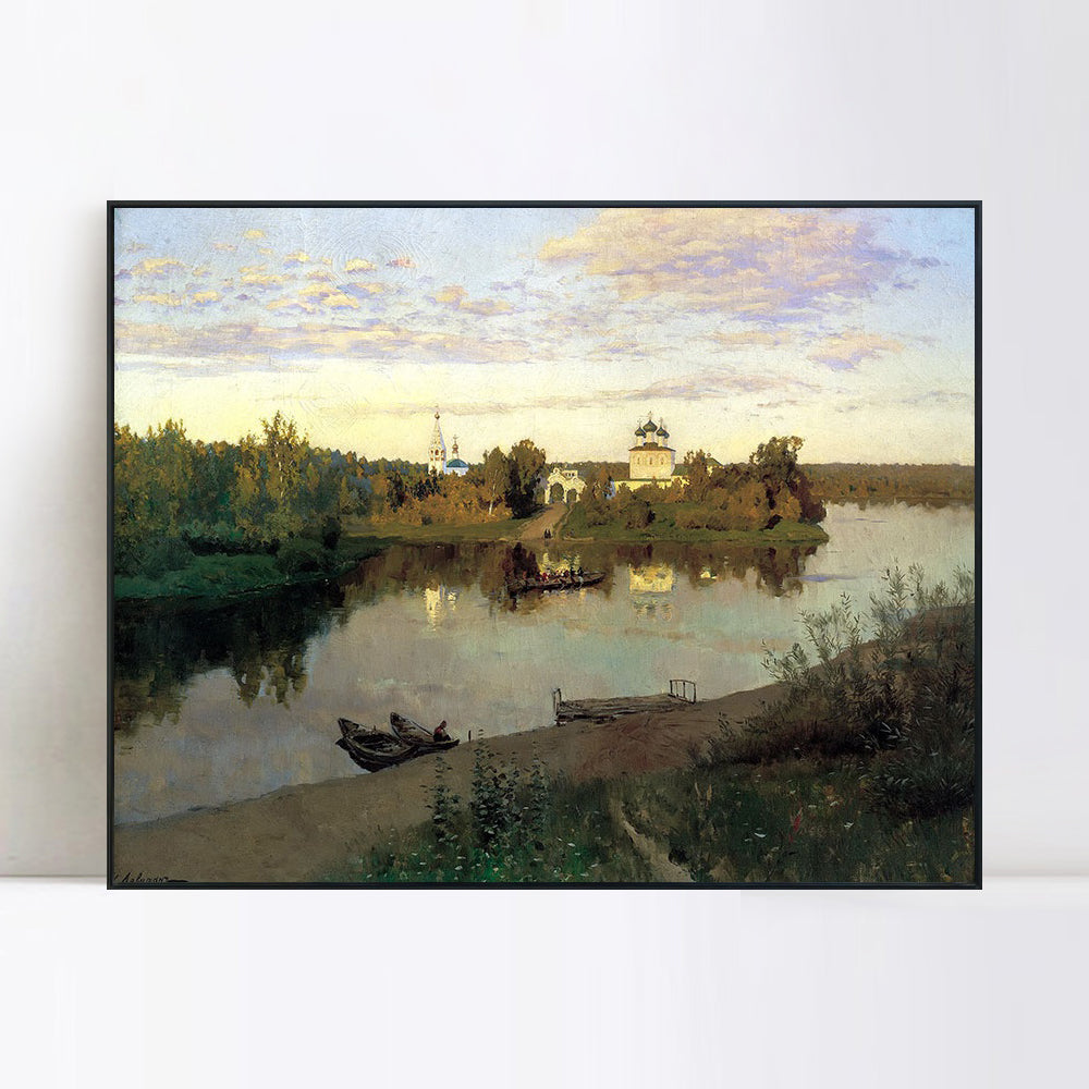 INVIN ART Framed Canvas Giclee Print March, 1895 by Isaac Levitan Wall Art