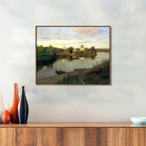 INVIN ART Framed Canvas Giclee Print Series#9 by Isaac Levitan Wall Art Living Room Home Office Decorations