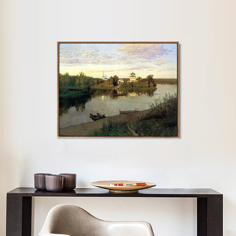 INVIN ART Framed Canvas Giclee Print Series#9 by Isaac Levitan Wall Art Living Room Home Office Decorations