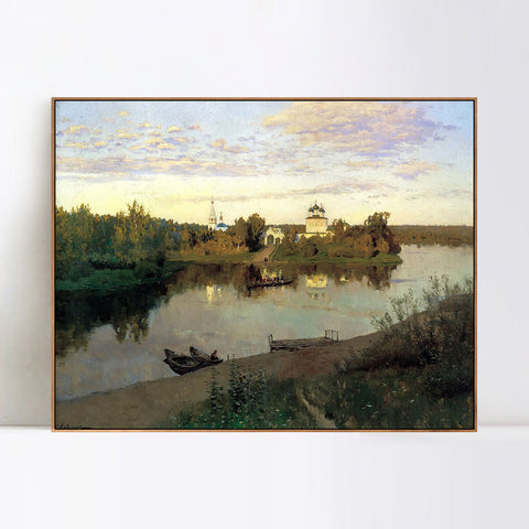INVIN ART Framed Canvas Giclee Print Series#9 by Isaac Levitan Wall Art Living Room Home Office Decorations