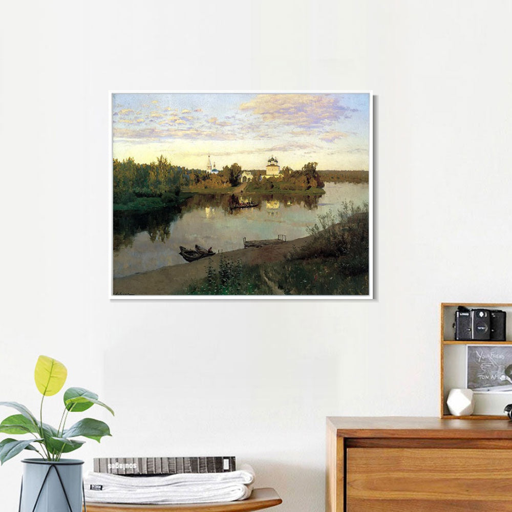 INVIN ART Framed Canvas Giclee Print March, 1895 by Isaac Levitan Wall Art