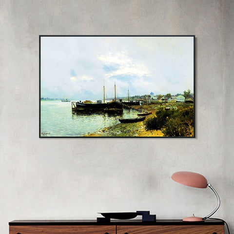 INVIN ART Framed Canvas Giclee Print After the Rain by Isaac Levitan Wall Art Living Room Home Office Decorations