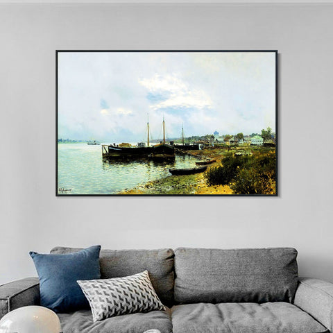 INVIN ART Framed Canvas Giclee Print After the Rain by Isaac Levitan Wall Art Living Room Home Office Decorations