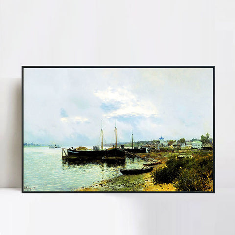 INVIN ART Framed Canvas Giclee Print After the Rain by Isaac Levitan Wall Art Living Room Home Office Decorations