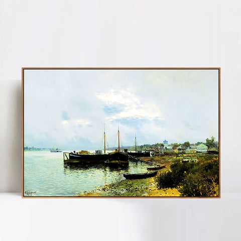 INVIN ART Framed Canvas Giclee Print After the Rain by Isaac Levitan Wall Art Living Room Home Office Decorations