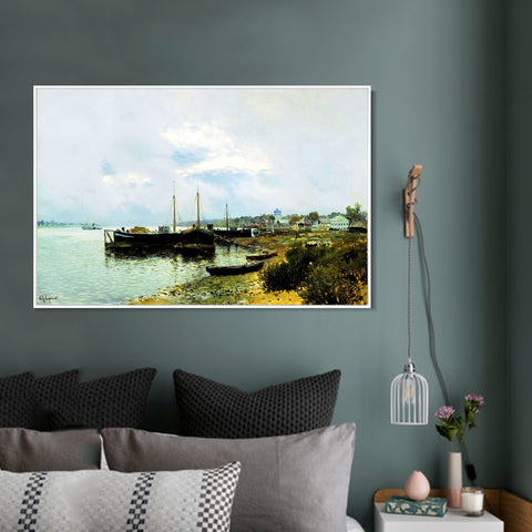 INVIN ART Framed Canvas Giclee Print After the Rain by Isaac Levitan Wall Art Living Room Home Office Decorations