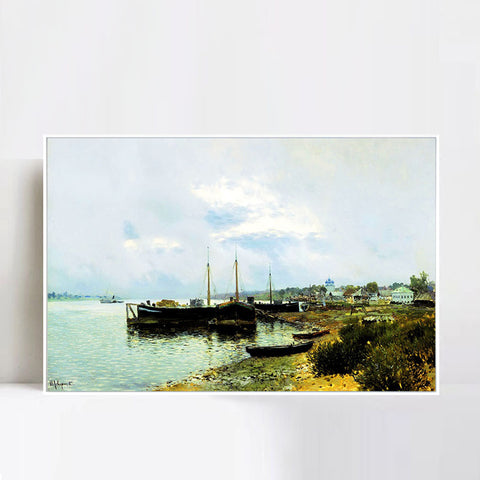 INVIN ART Framed Canvas Giclee Print After the Rain by Isaac Levitan Wall Art Living Room Home Office Decorations