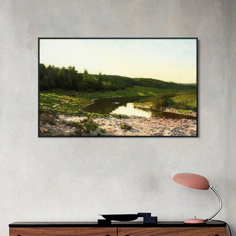 INVIN ART Framed Canvas River by Isaac Levitan Wall Art Living Room Home Office Decorations