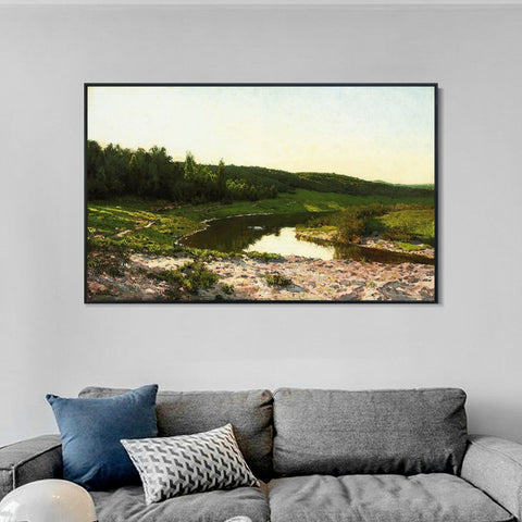 INVIN ART Framed Canvas River by Isaac Levitan Wall Art Living Room Home Office Decorations