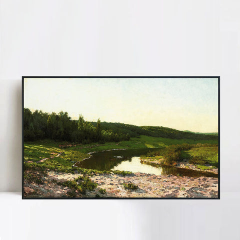 INVIN ART Framed Canvas River by Isaac Levitan Wall Art Living Room Home Office Decorations