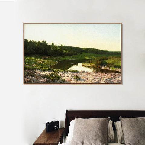INVIN ART Framed Canvas River by Isaac Levitan Wall Art Living Room Home Office Decorations
