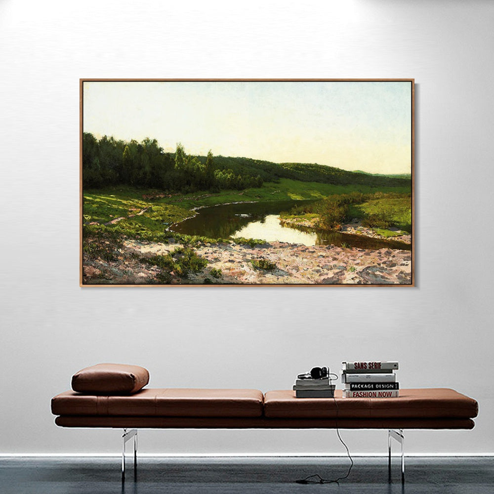 INVIN ART Framed Canvas River by Isaac Levitan Wall Art