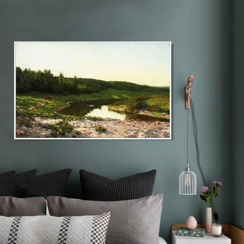INVIN ART Framed Canvas River by Isaac Levitan Wall Art Living Room Home Office Decorations