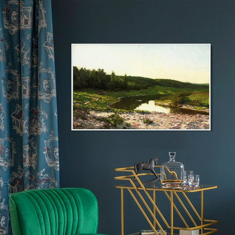 INVIN ART Framed Canvas River by Isaac Levitan Wall Art Living Room Home Office Decorations