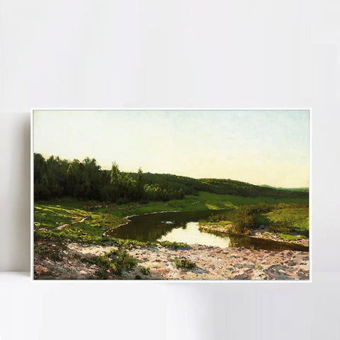 INVIN ART Framed Canvas River by Isaac Levitan Wall Art Living Room Home Office Decorations