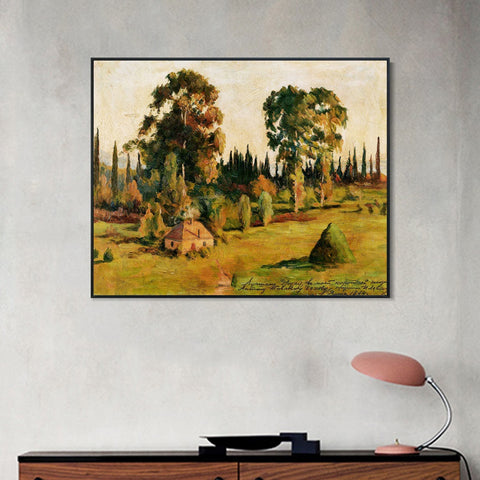 INVIN ART Framed Canvas Giclee Print Trees#11 by Isaac Levitan Wall Art Living Room Home Office Decorations