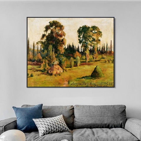 INVIN ART Framed Canvas Giclee Print Trees#11 by Isaac Levitan Wall Art Living Room Home Office Decorations
