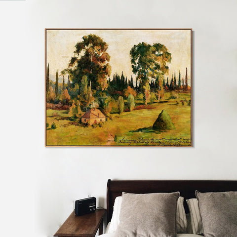 INVIN ART Framed Canvas Giclee Print Trees#11 by Isaac Levitan Wall Art Living Room Home Office Decorations
