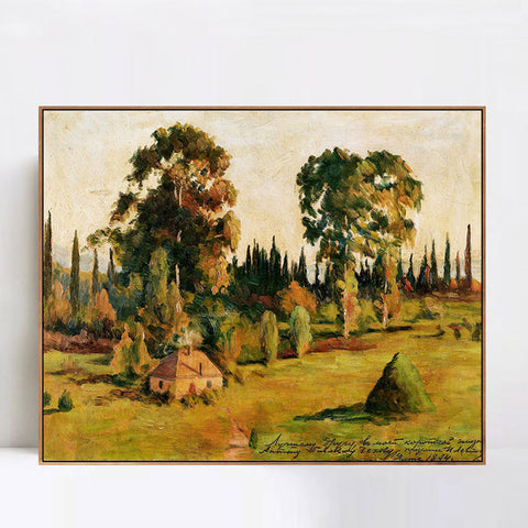 INVIN ART Framed Canvas Giclee Print Trees#11 by Isaac Levitan Wall Art Living Room Home Office Decorations